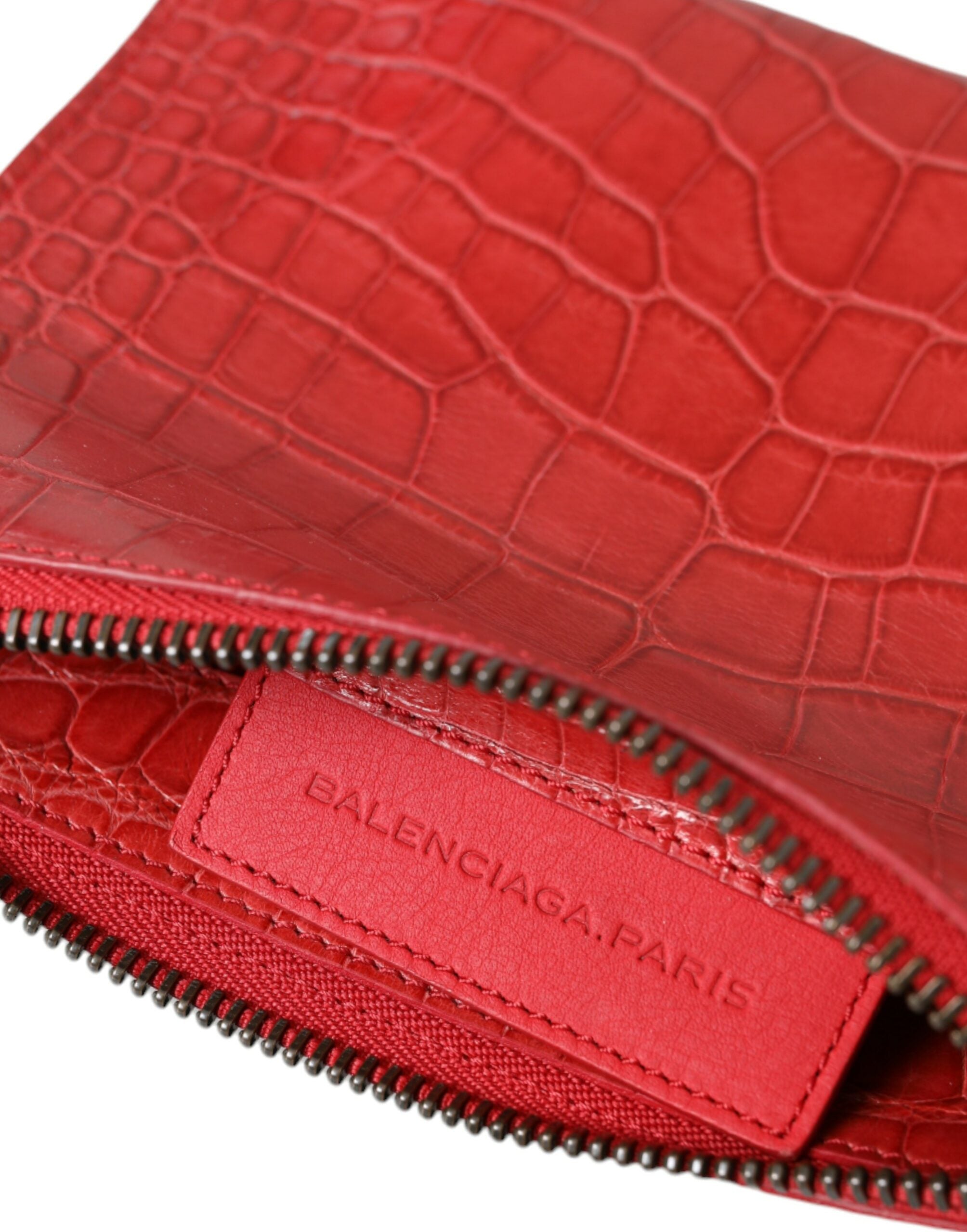 Red Exotic Skin Leather Classic Pouch Purse Wristlet Bag