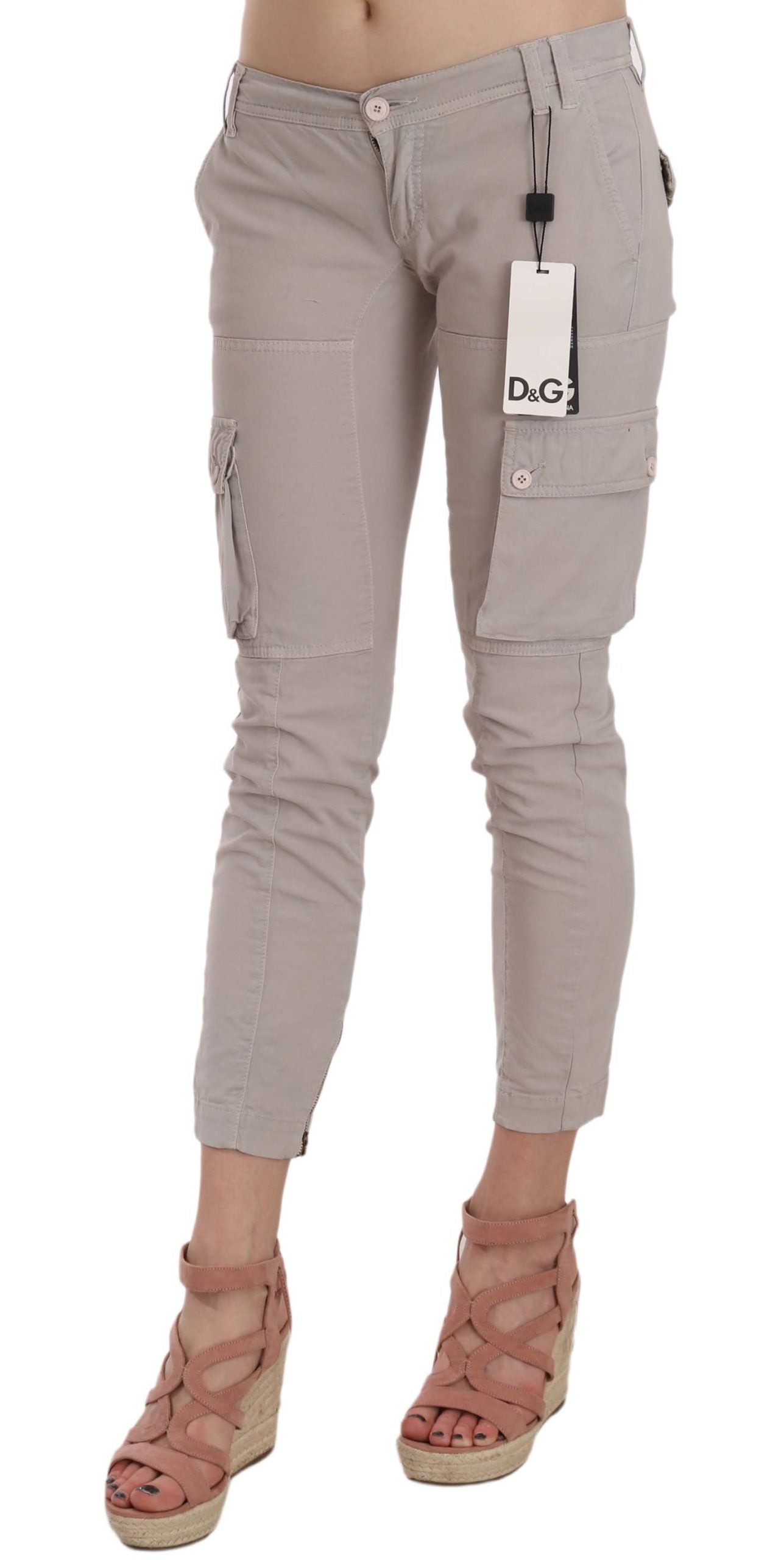 Dolce & Gabbana casual fitted khaki trousers with a tailored waistband and classic straight-leg design.
