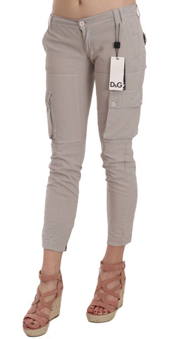 Dolce & Gabbana casual fitted khaki trousers with a tailored waistband and classic straight-leg design.