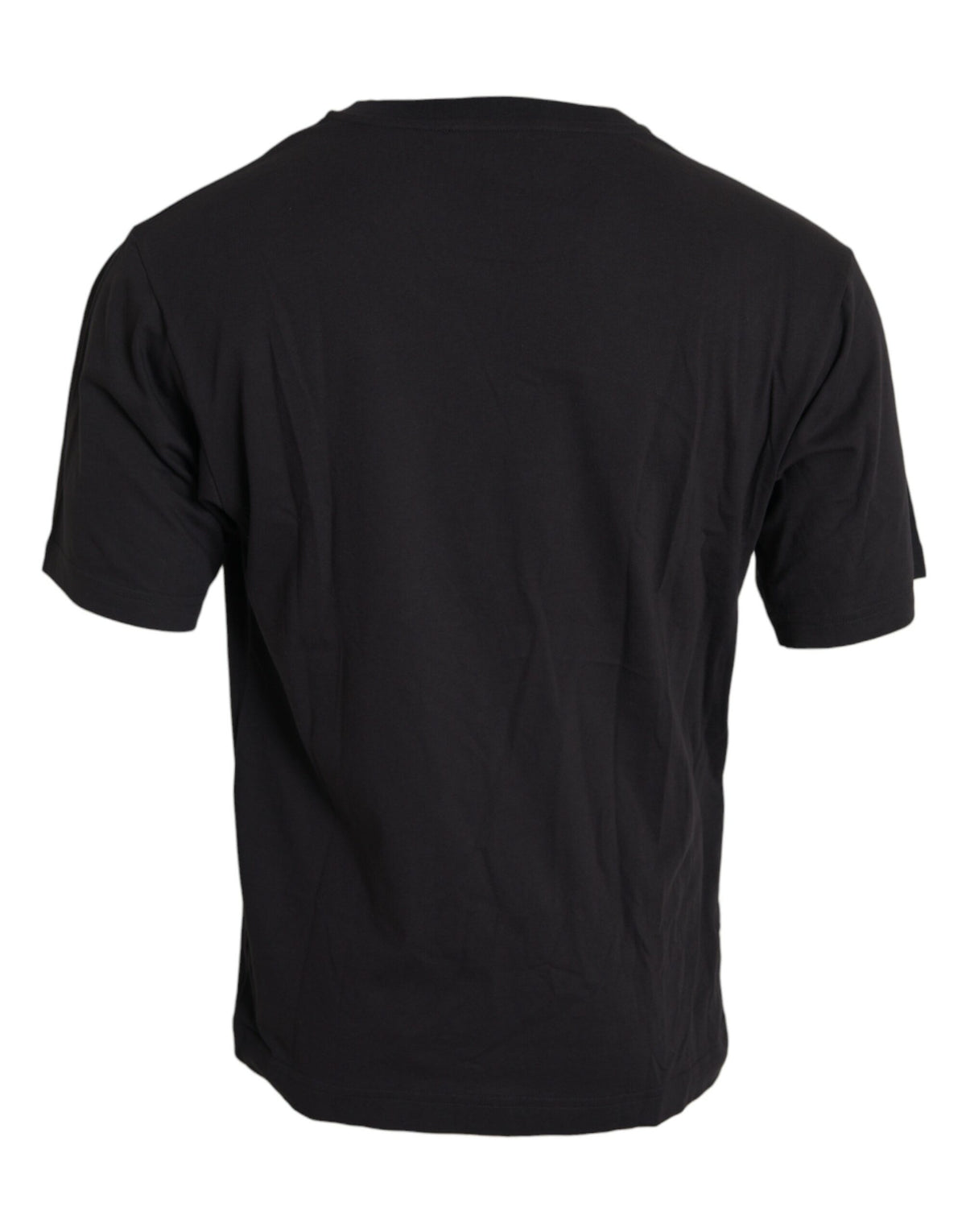 Black printed cotton crewneck T-shirt with pockets by Dolce & Gabbana, featuring a stylish graphic design and comfortable fit.