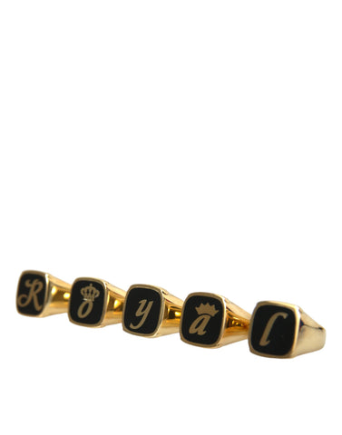 Gold Brass ROYAL Enamel Set of 5 Ring