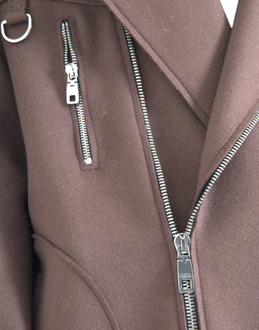Brown Coat Short Biker Wool Jacket