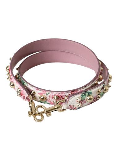 Pink floral handbag shoulder strap by Dolce & Gabbana with floral pattern and adjustable length for stylish accessory customization.