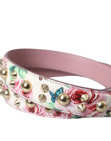 Pink floral shoulder strap accessory for handbags by Dolce & Gabbana, featuring a vibrant floral pattern and adjustable design.