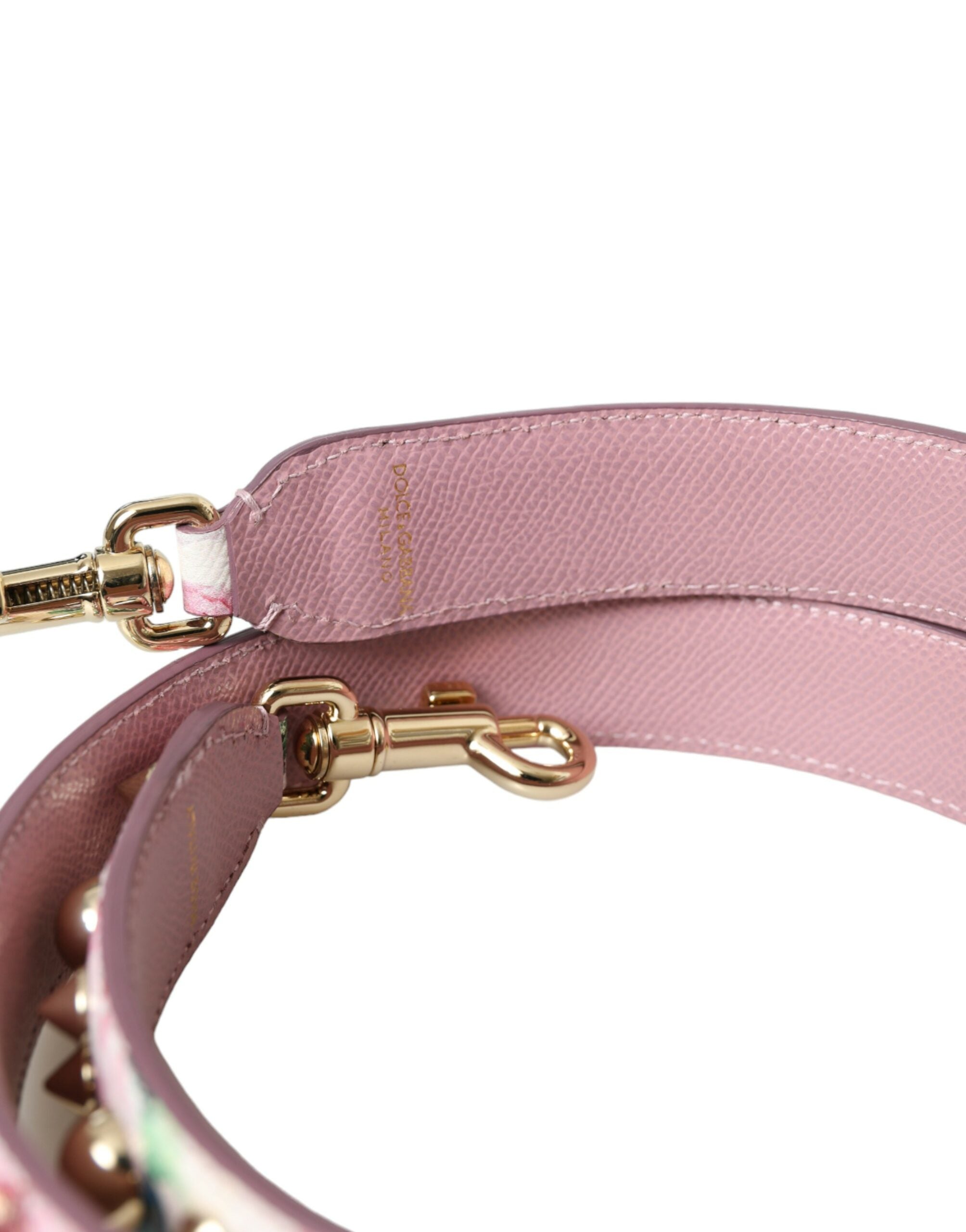 Pink floral shoulder strap for handbags by Dolce & Gabbana, featuring vibrant flower patterns and adjustable length.