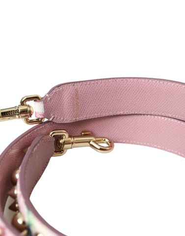 Pink floral shoulder strap for handbags by Dolce & Gabbana, featuring vibrant flower patterns and adjustable length.