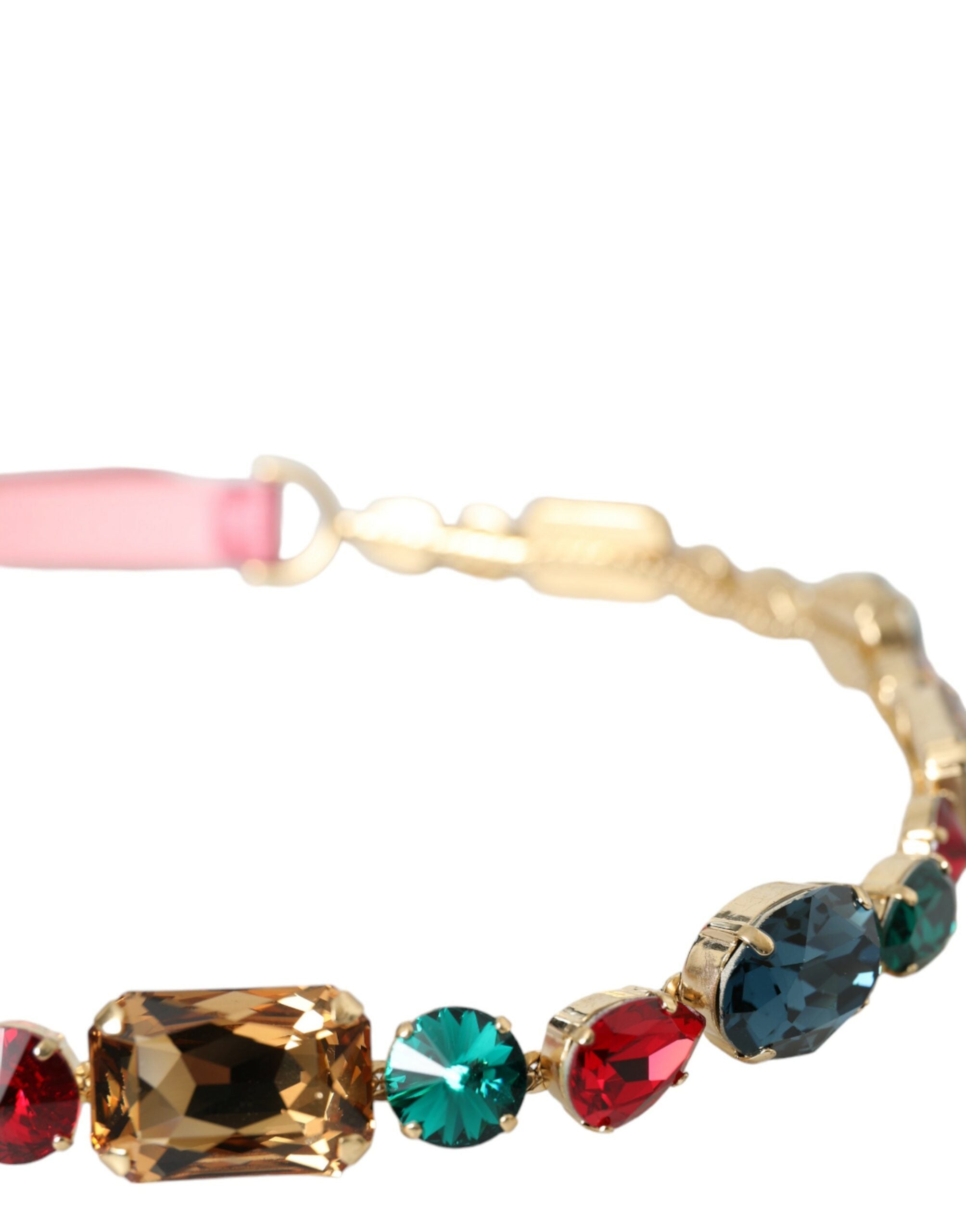 Pink leather belt with crystal chain embellishments by Dolce & Gabbana, featuring a stylish and luxurious design.
