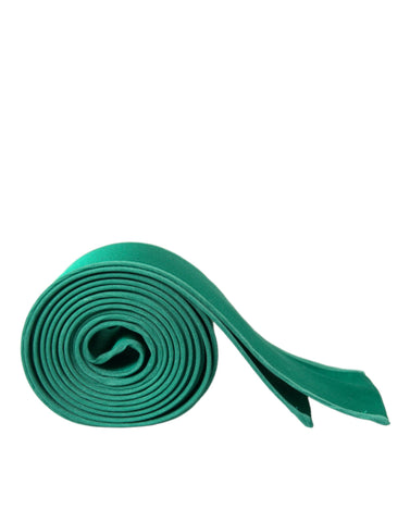 Green silk satin waist belt for women by Dolce & Gabbana, featuring a smooth, shiny finish and elegant design.