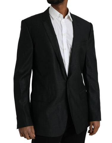 Dark Gray Wool Notch SingleBreasted Coat Blazer