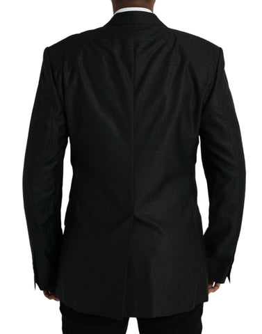 Dark Gray Wool Notch SingleBreasted Coat Blazer