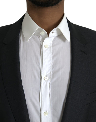 Dark Gray Wool Notch SingleBreasted Coat Blazer