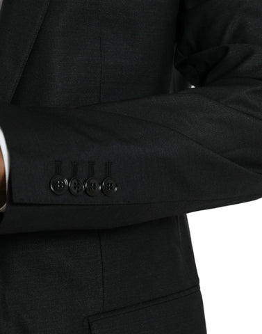 Dark Gray Wool Notch SingleBreasted Coat Blazer