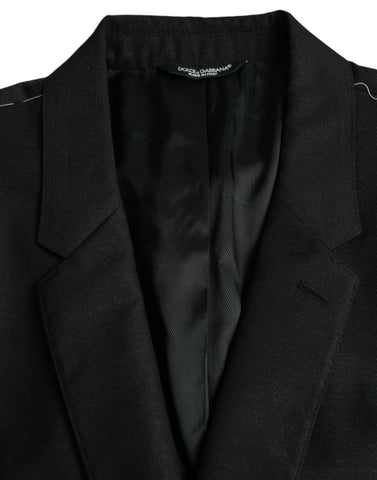 Dark Gray Wool Notch SingleBreasted Coat Blazer