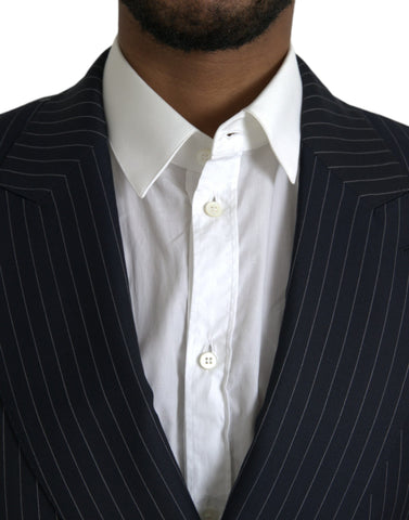 Dark Gray Stripe SICILIA Double Breasted Coat Blazer