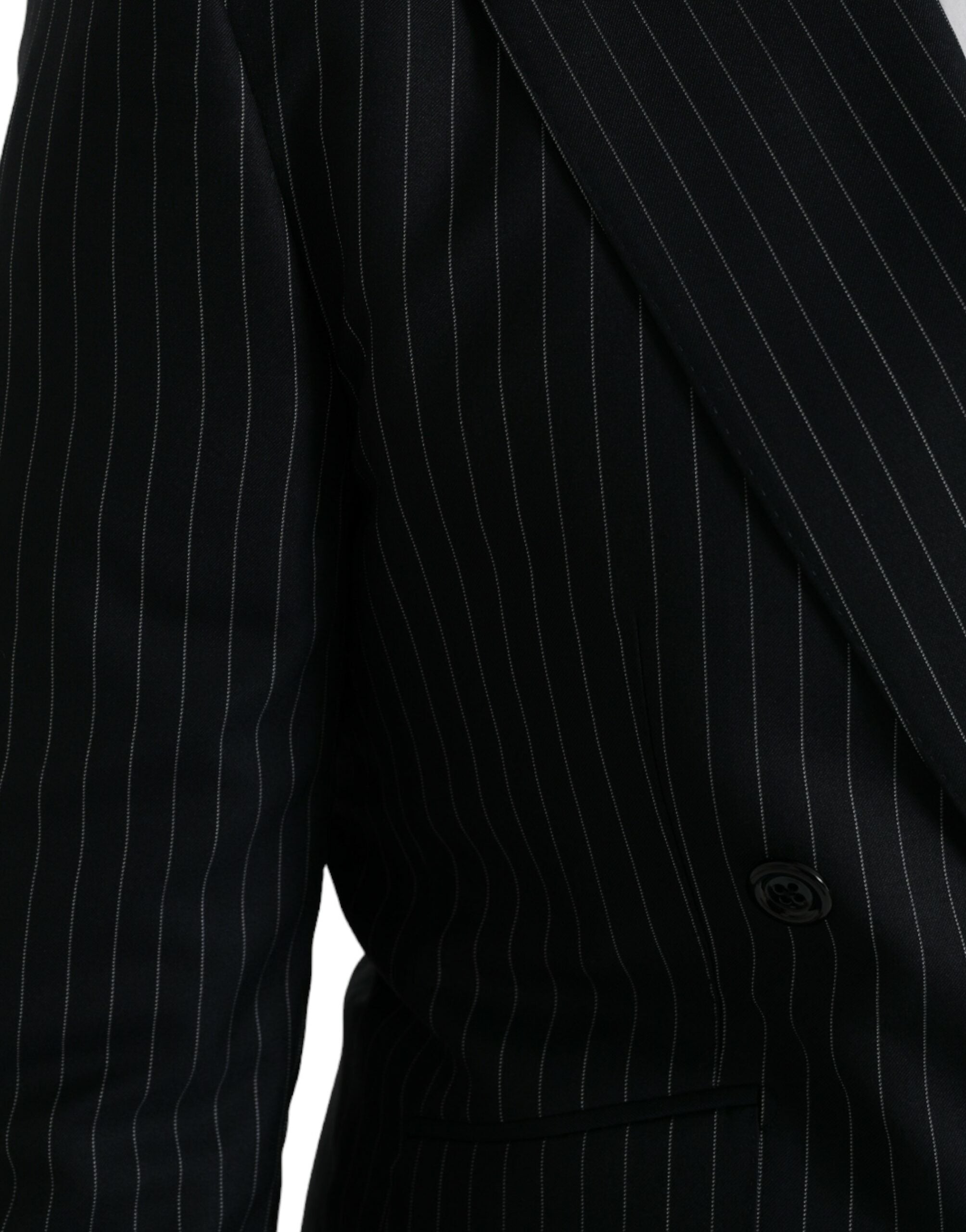 Dark Gray Stripe SICILIA Double Breasted Coat Blazer