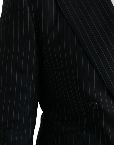 Dark Gray Stripe SICILIA Double Breasted Coat Blazer