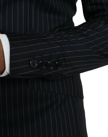 Dark Gray Stripe SICILIA Double Breasted Coat Blazer