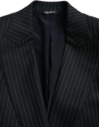 Dark Gray Stripe SICILIA Double Breasted Coat Blazer