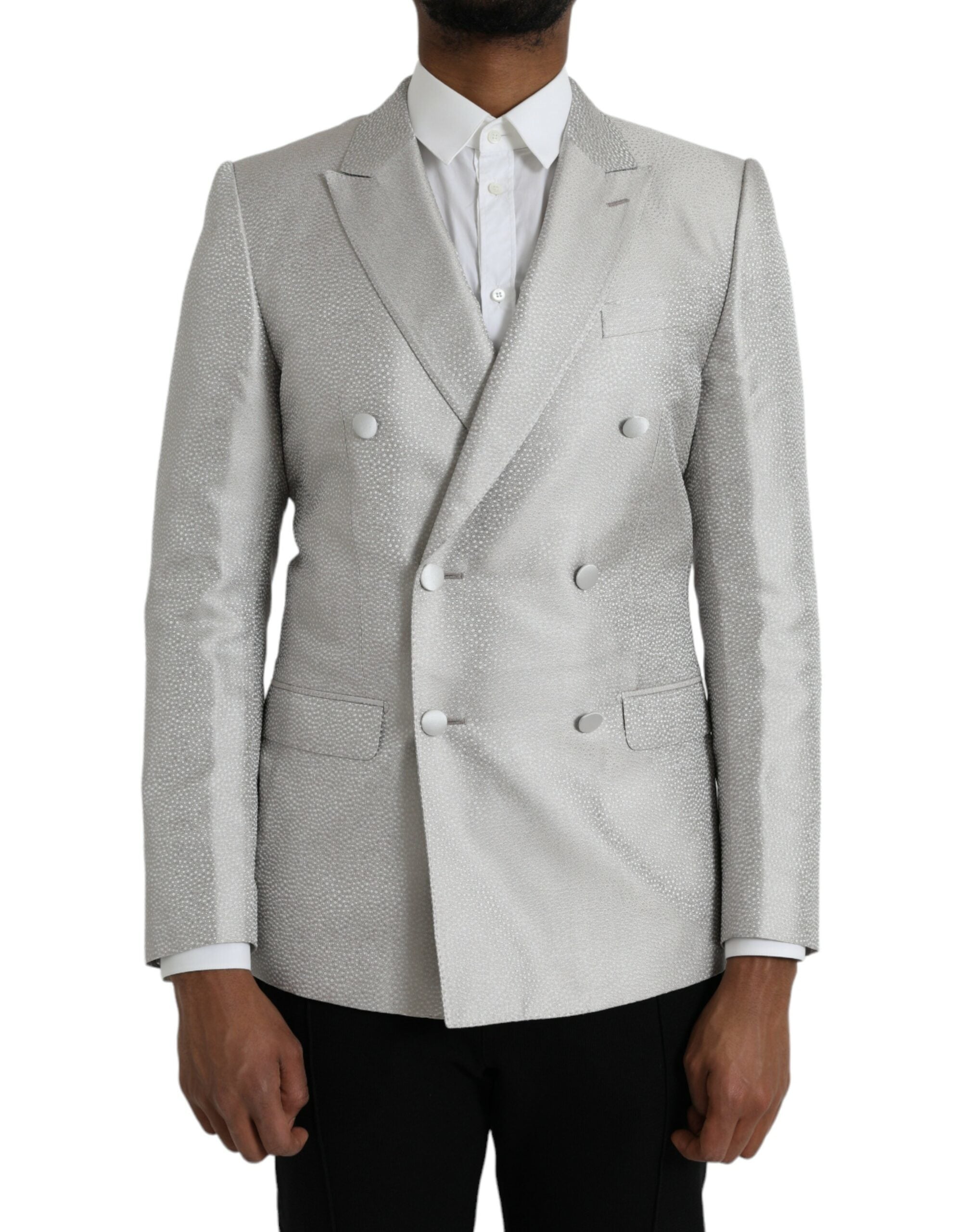 Off White MARTINI double-breasted coat blazer by Dolce & Gabbana, featuring tailored fit and stylish lapels.