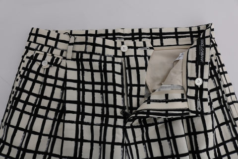 White Black Striped Casual Shorts