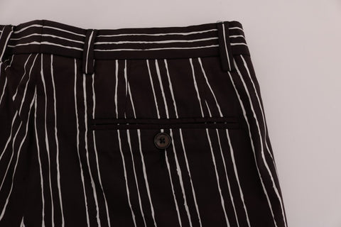 Bordeaux White Striped Hemp Casual Shorts