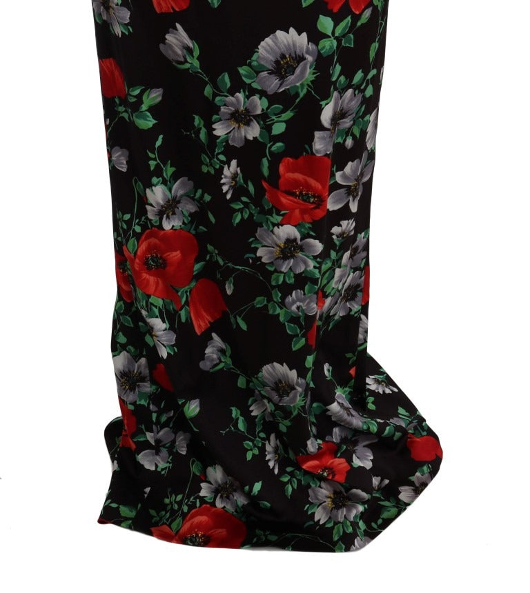 Multicolor Floral Print Stretch Sheath Long Dress