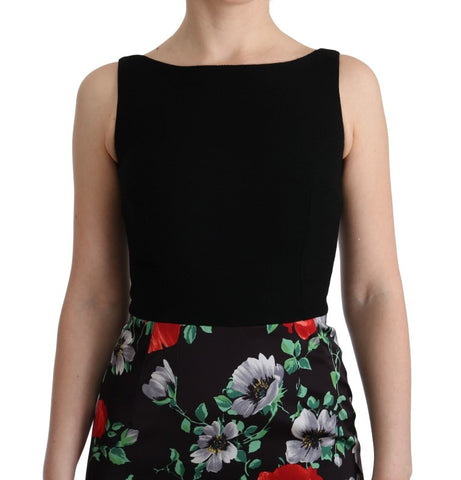 Multicolor Floral Print Stretch Sheath Long Dress