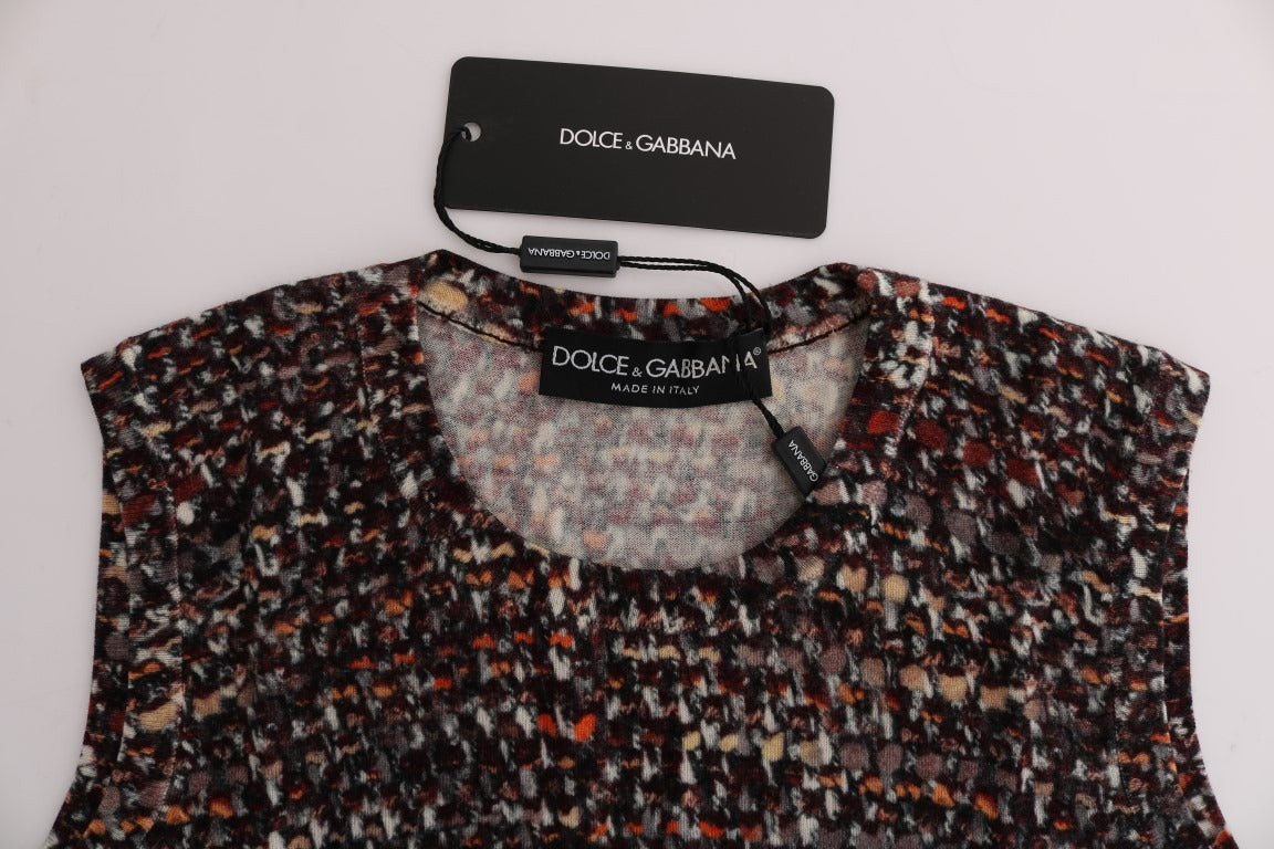 Multicolor Print Knit Top Wool T-shirt