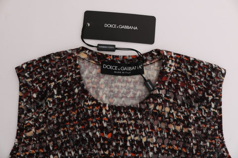 Multicolor Print Knit Top Wool T-shirt