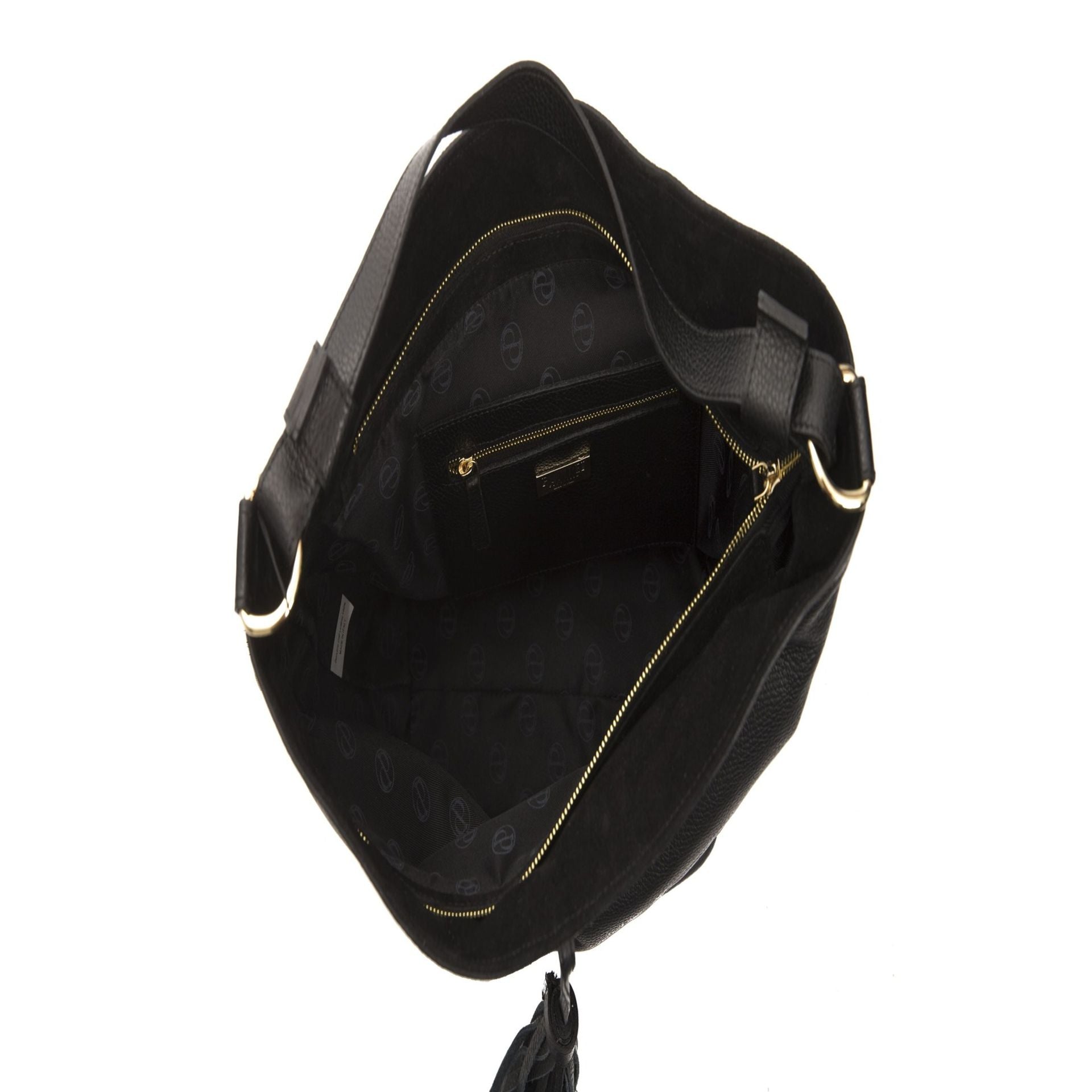 Jag Couture London New York Pompei Donatella MC6071GRETA_NeroBlack stylish black leather handbag with silver hardware and sleek design