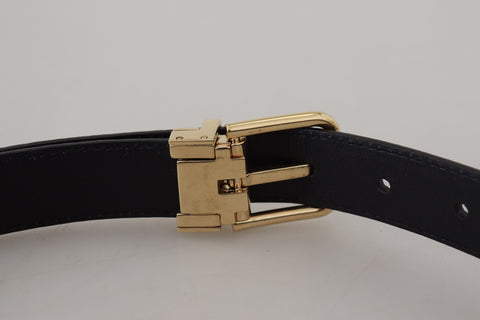 Blue Exotic Leather Gold Metal Buckle Belt