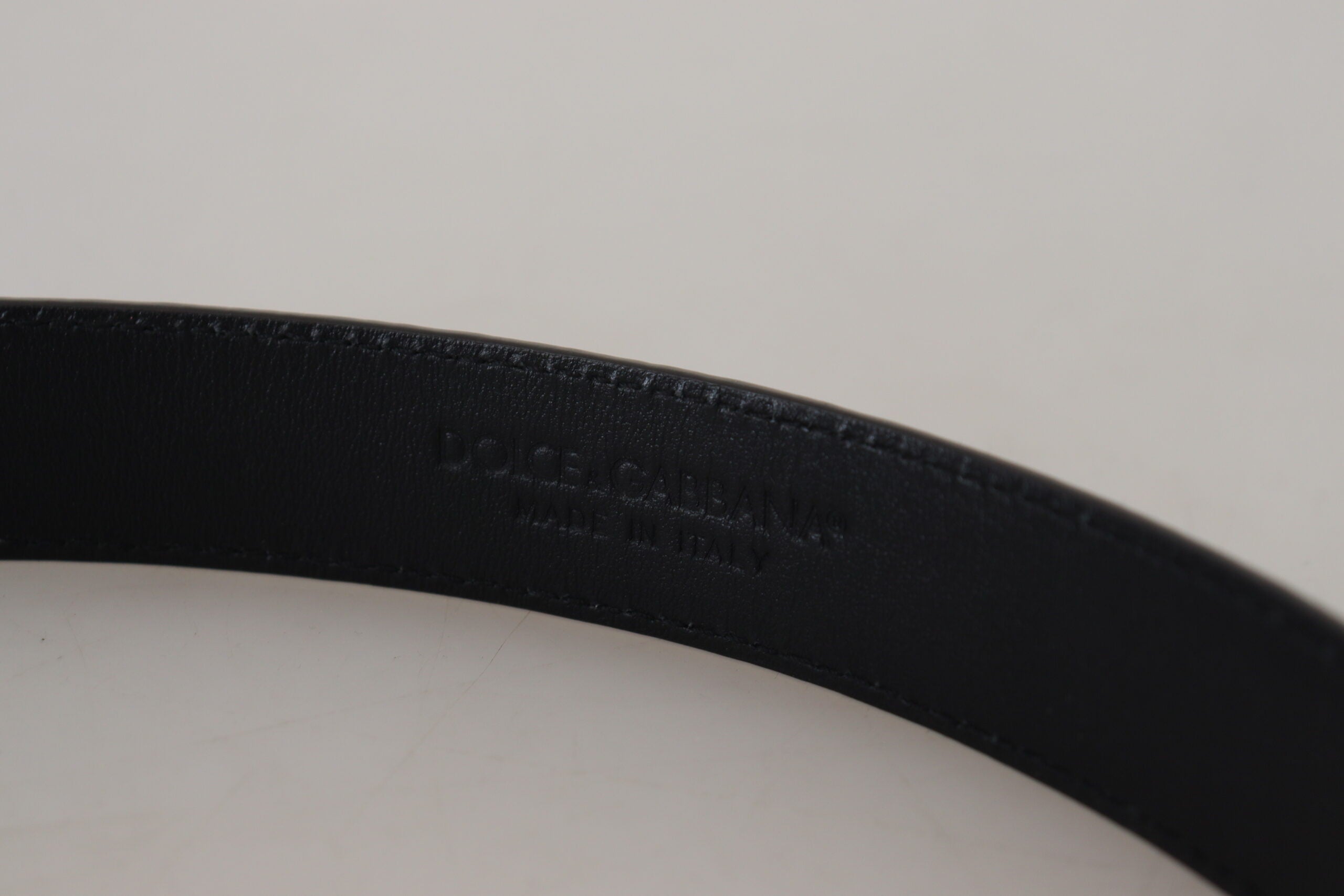 Blue Exotic Leather Gold Metal Buckle Belt