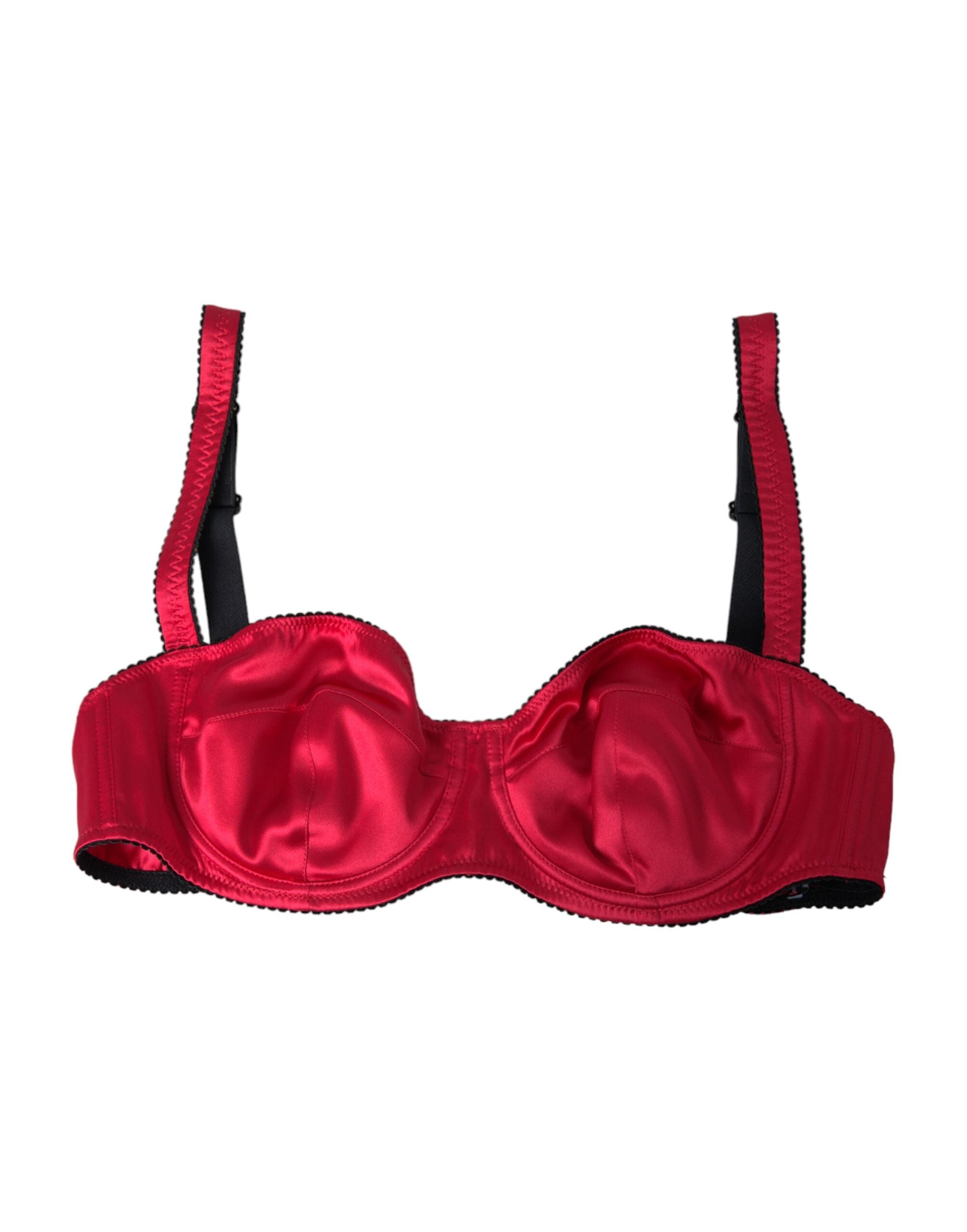 Bordeaux silk stretch balconcino bra by Dolce & Gabbana featuring delicate lace details and adjustable straps.