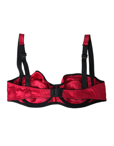 Bordeaux silk stretch balconnette bra from Dolce & Gabbana, featuring delicate lace and smooth underwire design.