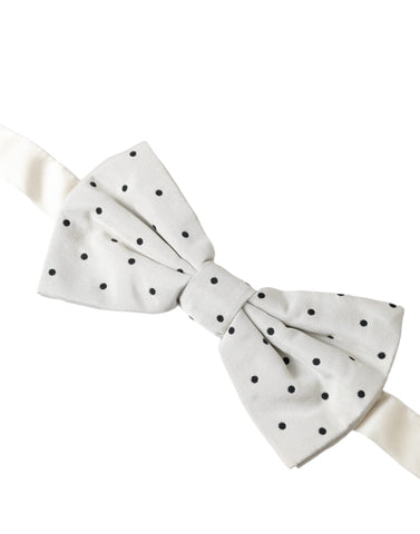 Gray Black Polka Dot Polyester Bow Tie Men