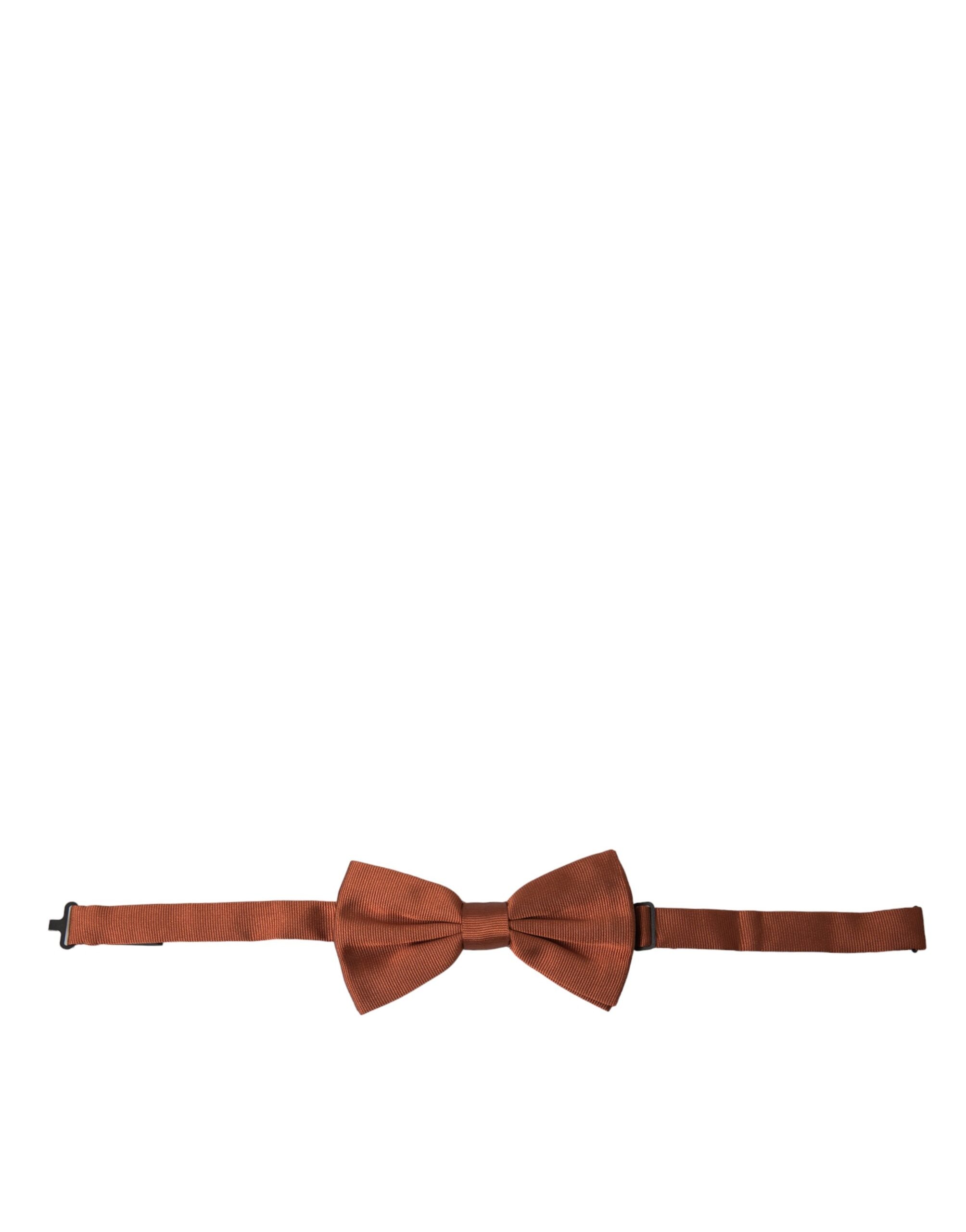 Brown silk adjustable men's bow tie by Dolce & Gabbana, featuring a classic design and elegant knot.