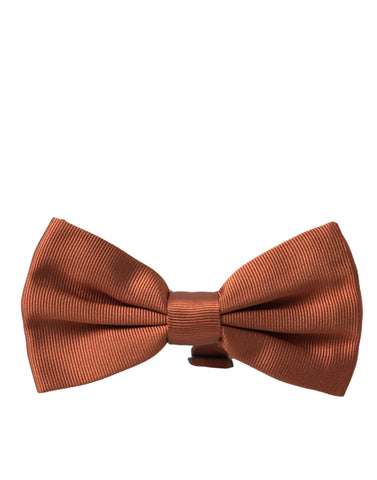 Brown silk adjustable men's bow tie by Dolce & Gabbana, featuring a classic design and elegant knot.