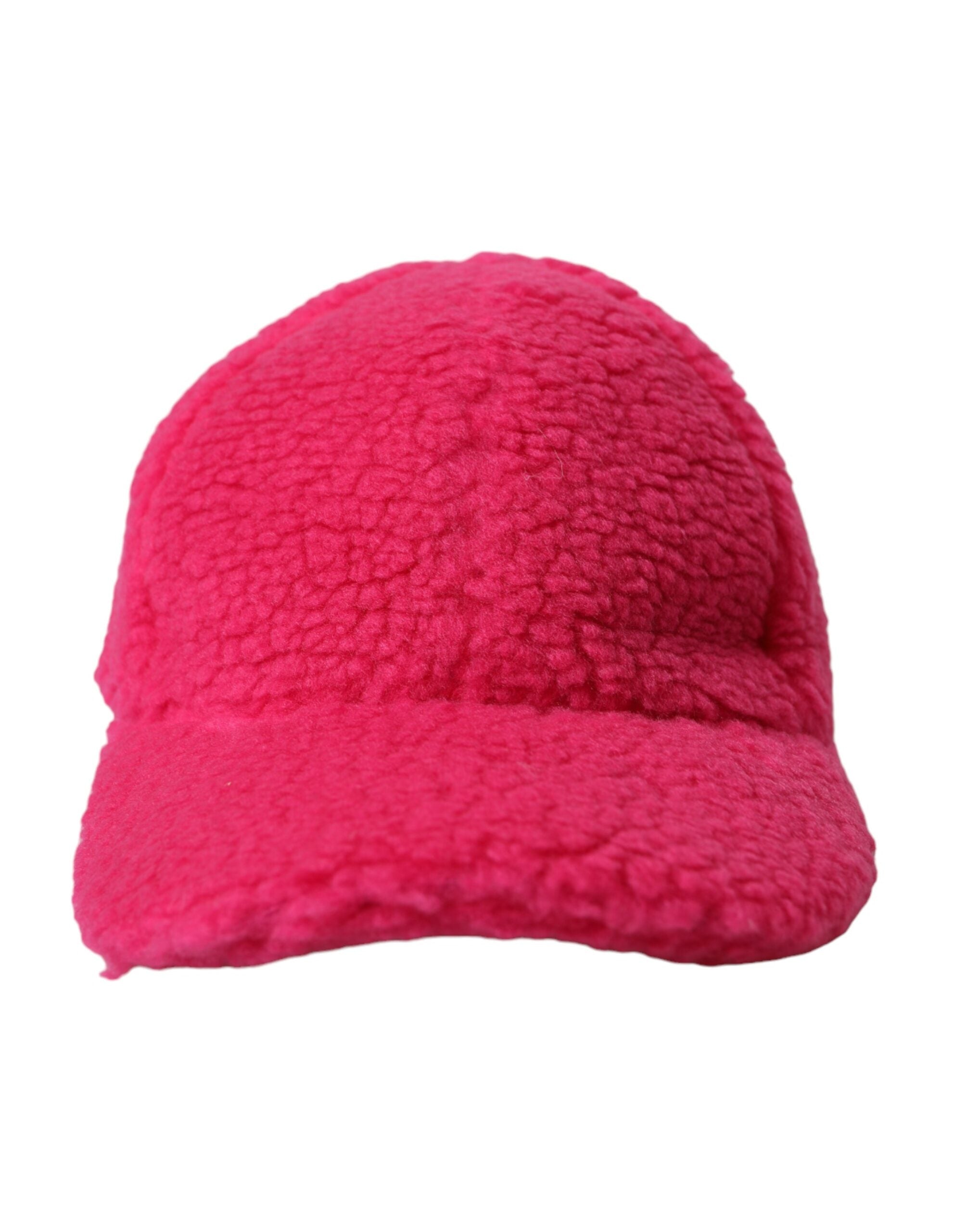 Pink fleece plush baseball hat for men by Dolce & Gabbana, featuring a soft, cozy texture and classic baseball cap design.