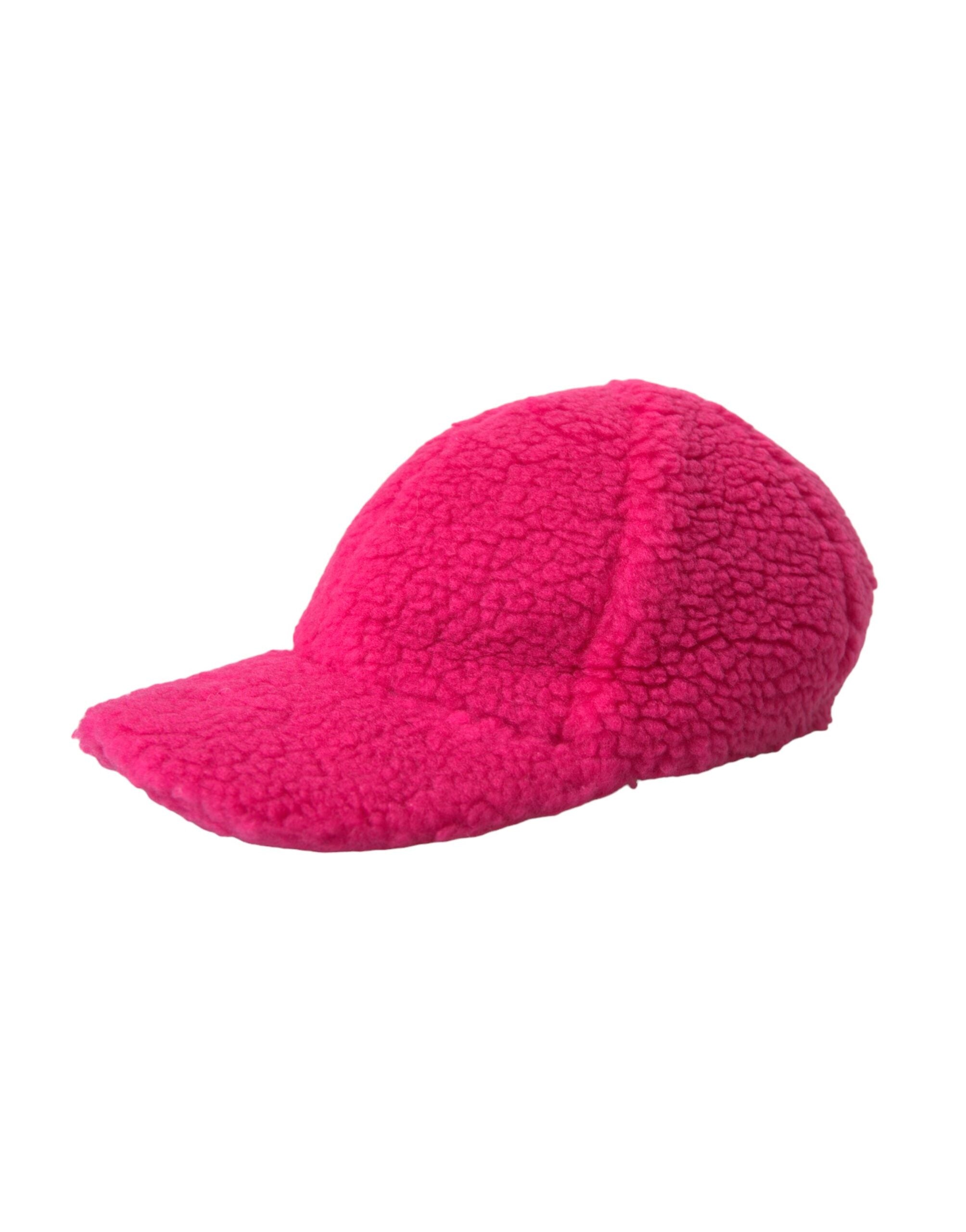 Pink fleece plush baseball hat for men by Dolce & Gabbana, featuring a soft textured fabric and classic baseball cap style.