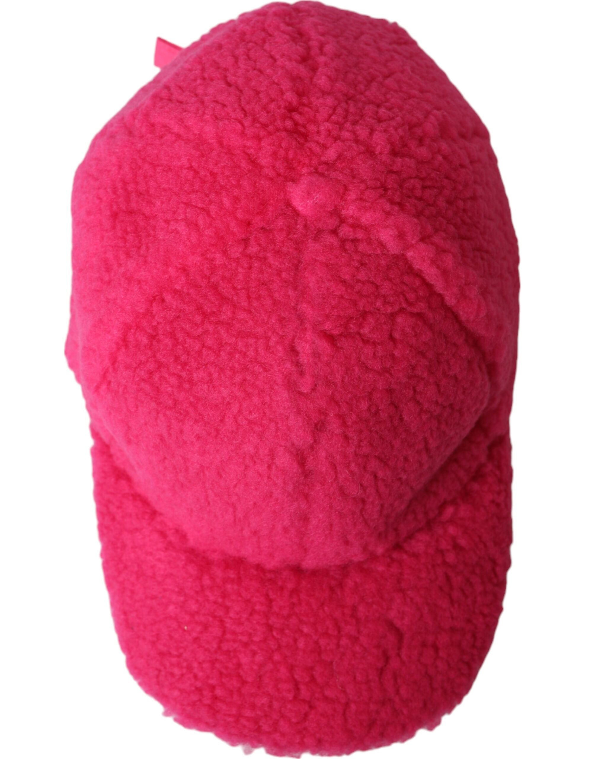 Pink fleece plush baseball hat for men by Dolce & Gabbana, featuring a soft, cozy fabric and classic baseball cap design.