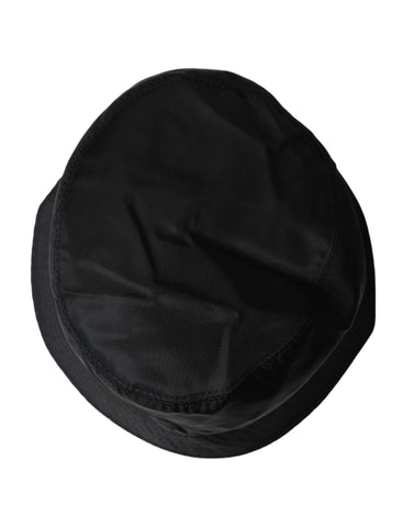 Black wide brim bucket hat for men by Dolce & Gabbana, featuring a stylish and spacious design with a classic wide brim.