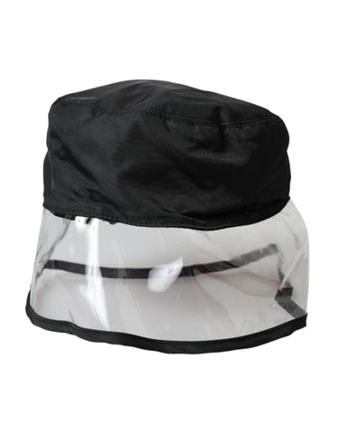 Black polyester plastic bucket hat for men by Dolce & Gabbana, featuring a wide brim and casual style.