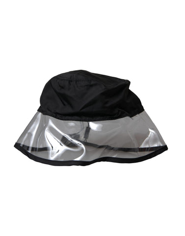 Black polyester plastic bucket hat for men by Dolce & Gabbana, featuring a wide brim and casual style.