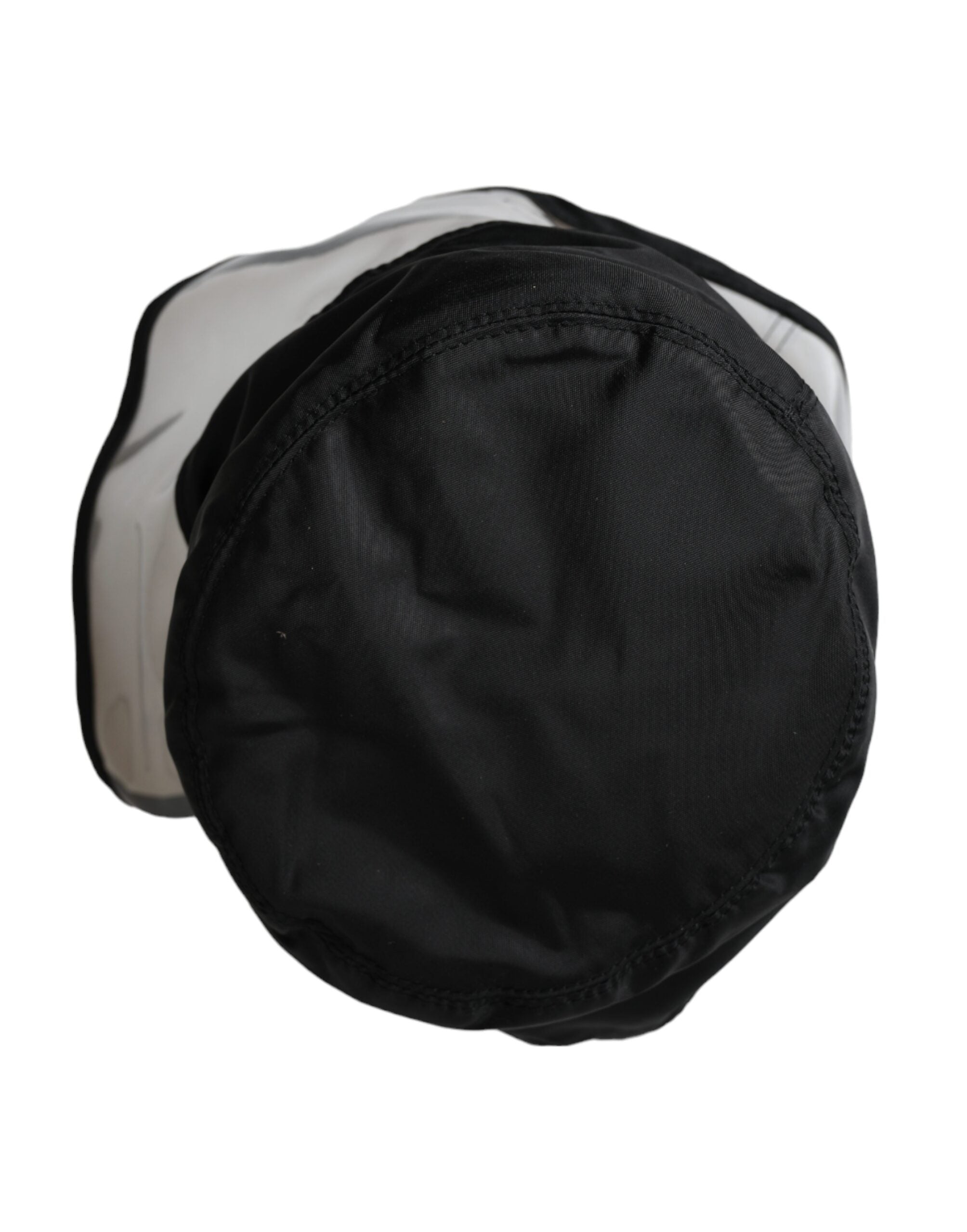 Black polyester plastic bucket hat for men by Dolce & Gabbana, featuring a wide brim and casual style.