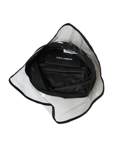 Black polyester plastic bucket hat for men by Dolce & Gabbana, shown resting on a flat surface.