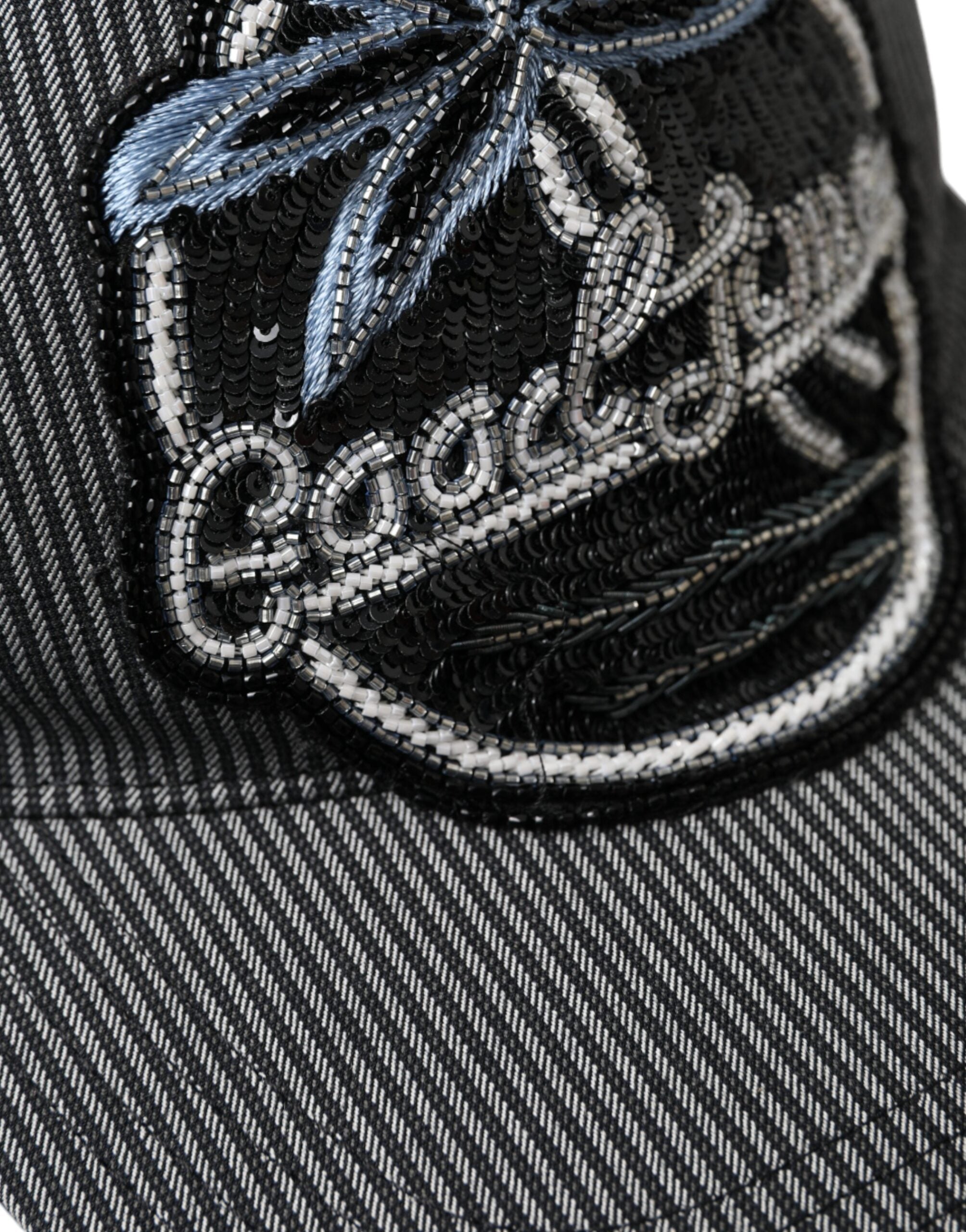 Black cotton baseball hat for men with embellished details by Dolce & Gabbana, featuring a stylish and casual design.