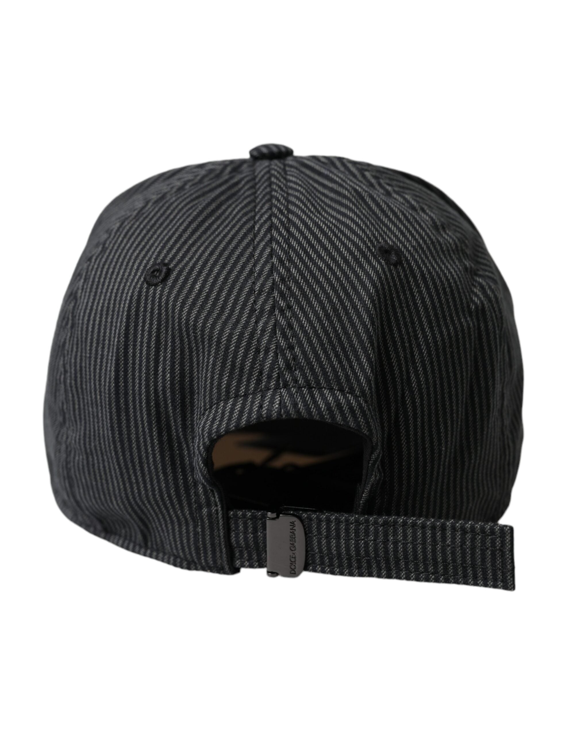 Black cotton embellished baseball hat for men by Dolce & Gabbana, featuring decorative details and a classic sporty design.