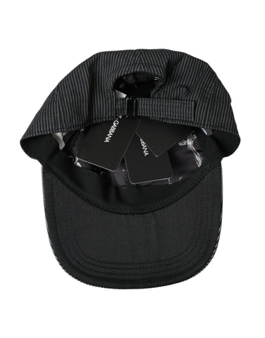 Black cotton embellished men's baseball hat by Dolce & Gabbana with decorative details and structured brim.