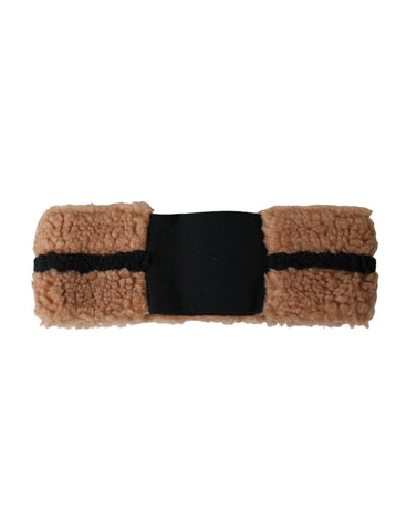 Dolce & Gabbana brown and black fleece wool headband hat for men, stylish and warm accessory for cold weather.