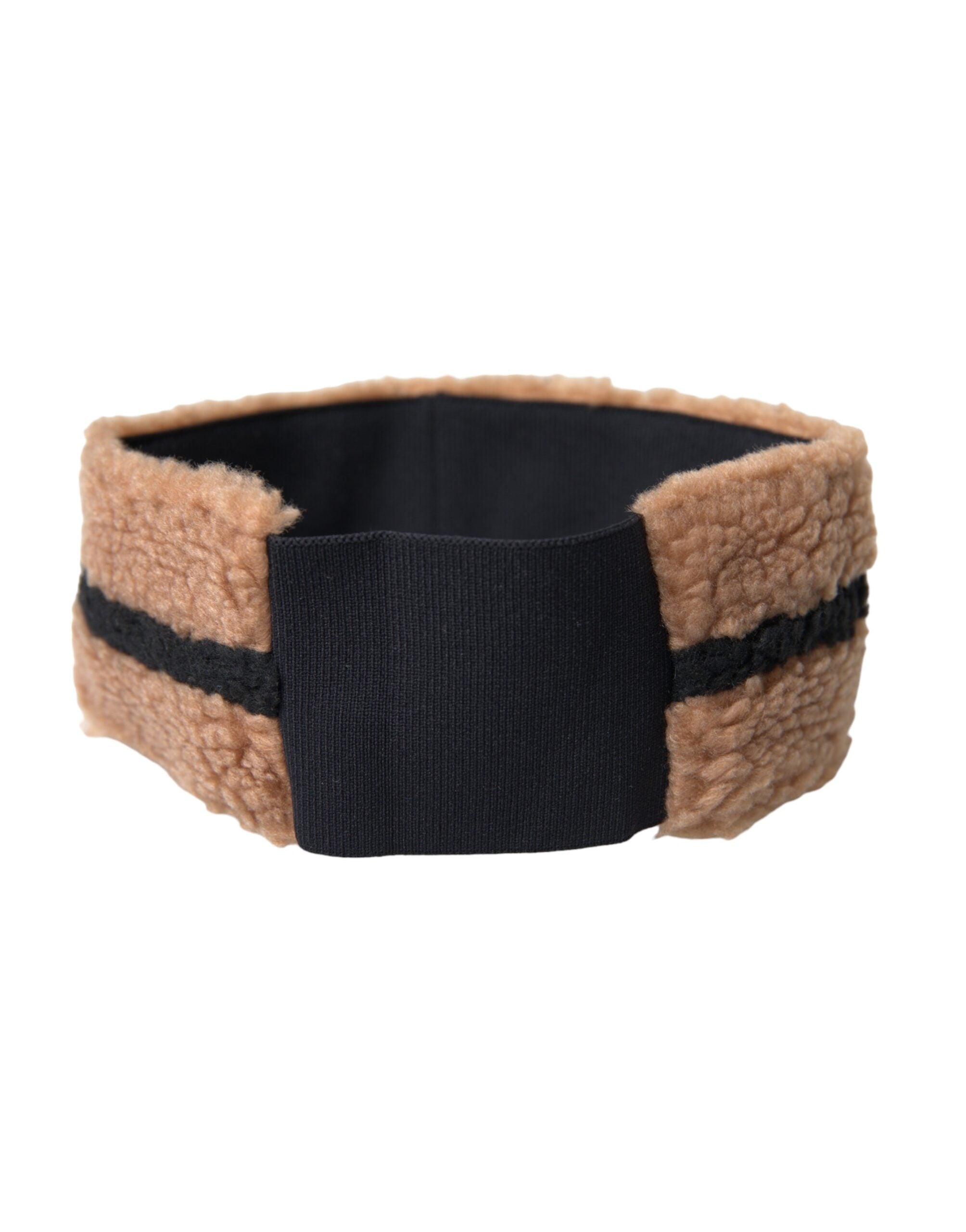 Brown and black fleece wool headband hat for men by Dolce & Gabbana, featuring a cozy, stylish accessory for cold weather.
